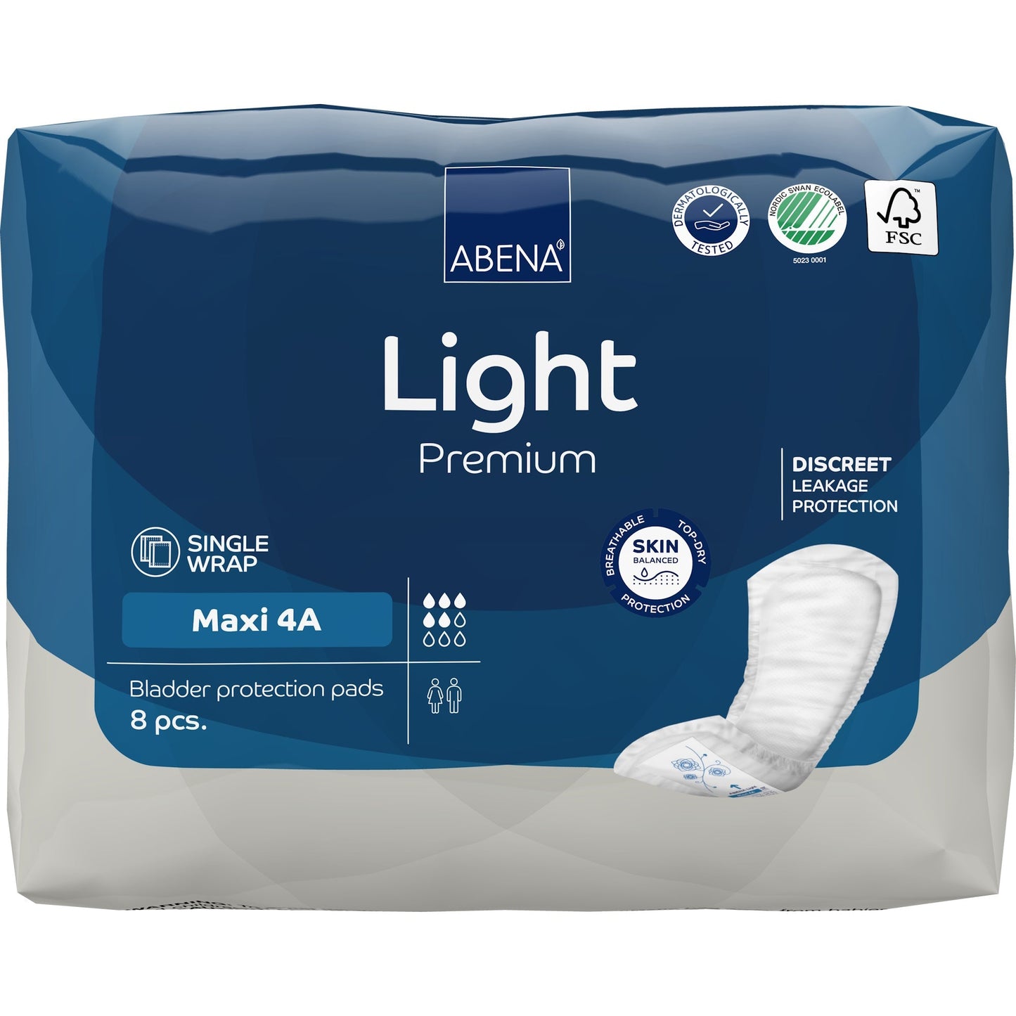 Light Premium Maxi 4A bladder pads pack, discreet leakage protection, 8 pcs