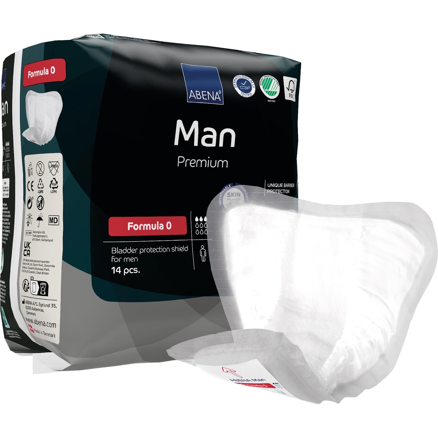 Men premium Formula 0 bladder protection shield insert pads, white, 14 pcs