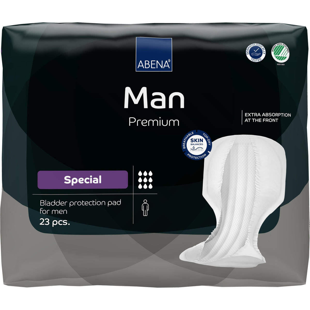 Man Premium Special pad, extra absorption at front, 23 pcs; white pad