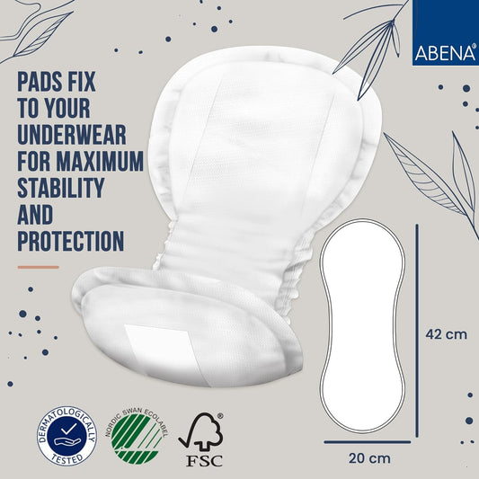 White maternity pad shown with size outline, about 42 cm long