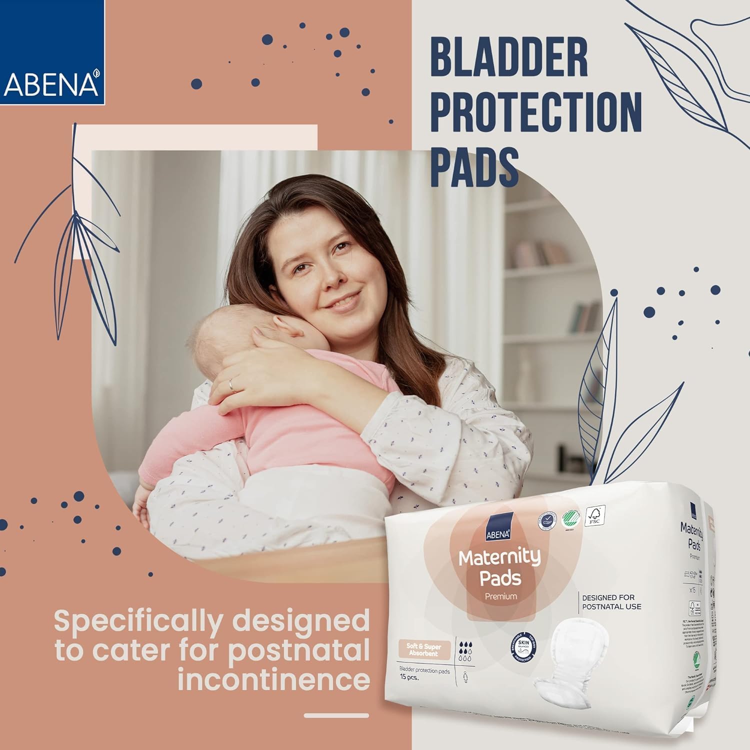 Maternity pads pack with bladder protection and protective barrier pad shape