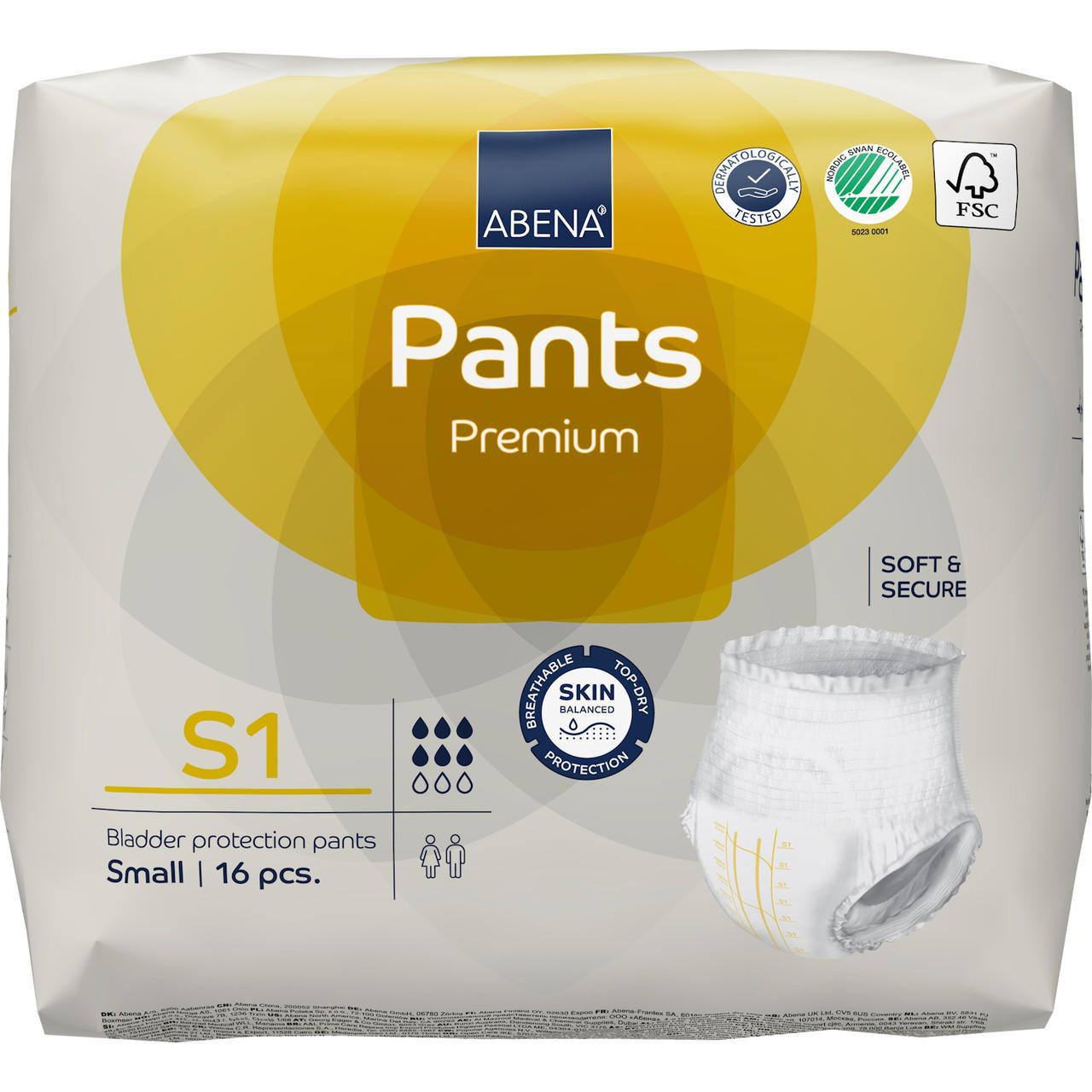 Pants Premium pull-on underwear, size S1 (Small), pack of 16