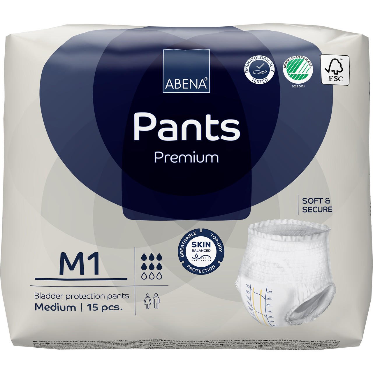 Pants Premium pull-on underwear, size M1 (Medium), pack of 15