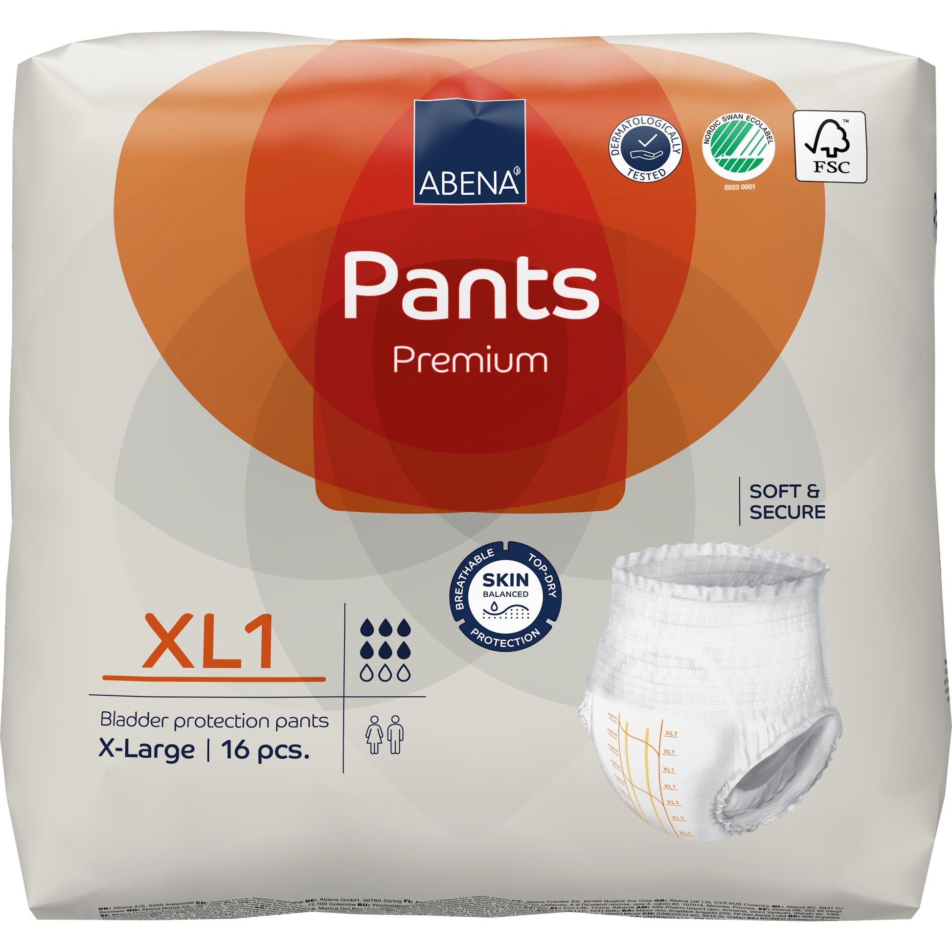 Abena Premium pull-on bladder protection pants, XL1, 16 count pack