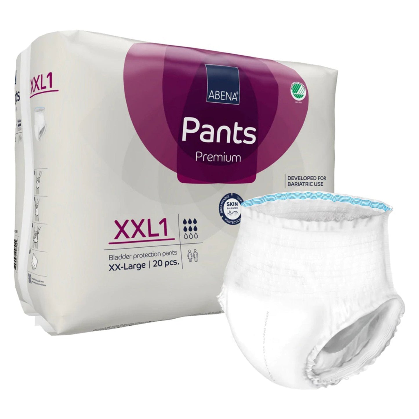 Abena Premium pull-on bladder protection pants, XXL1, 20 count pack