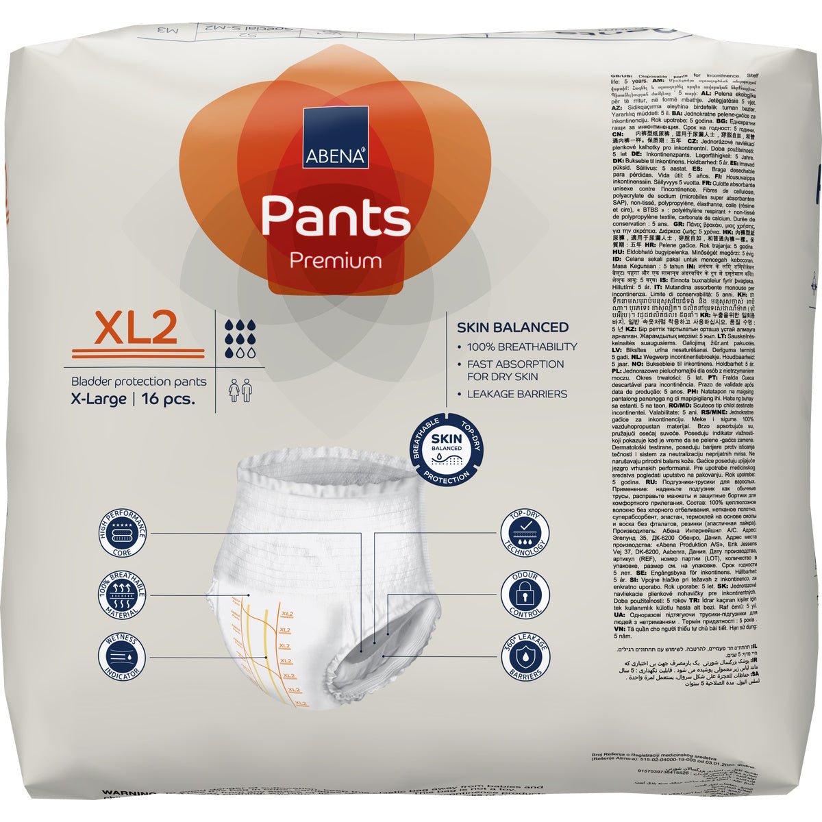 Premium pull-on underwear pants, white, Level 2, XL2