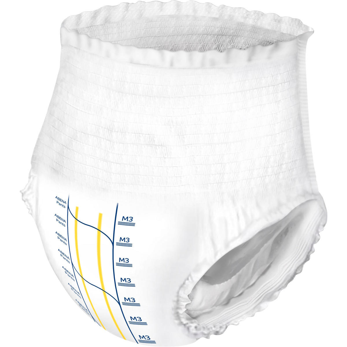 White pull-on bladder protection pants, absorbency level M3, disposable briefs close-up