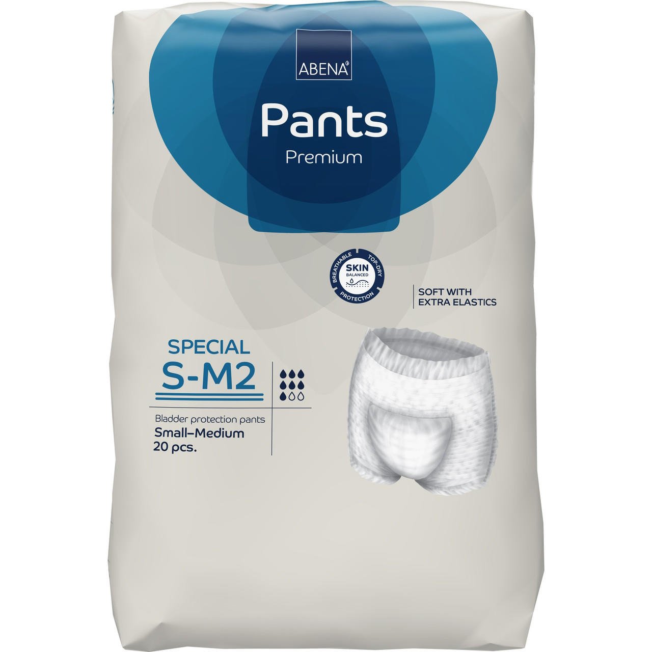 Pull-on absorbent pants, Special S-M2, white; 20-pack