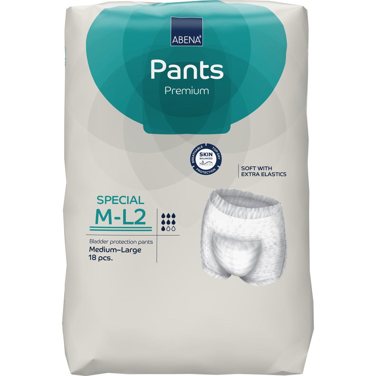 Pull-on absorbent pants, Special M-L2, white; 18-count pack