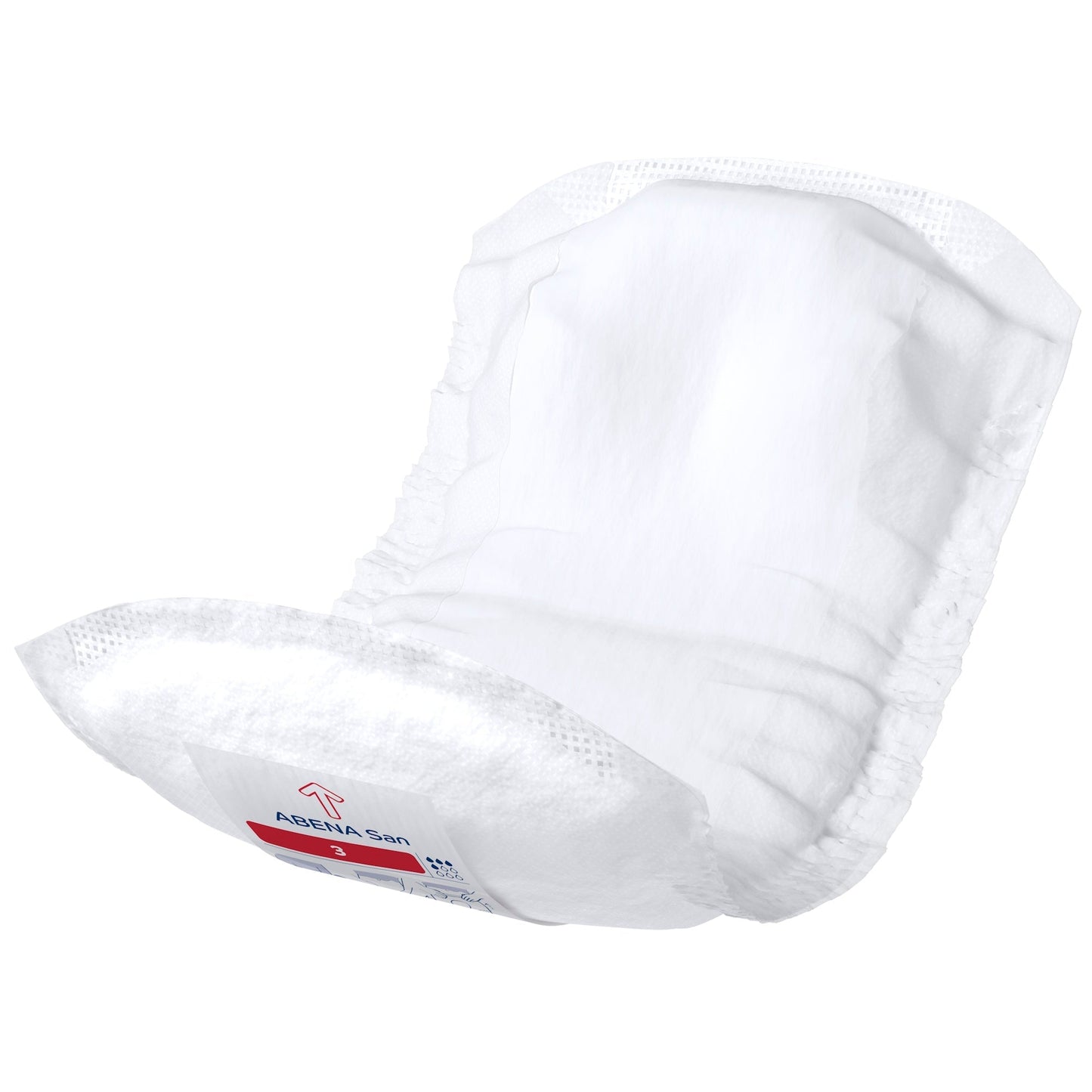 White ABENA San Premium incontinence pad, size 3, curved pad with textured surface