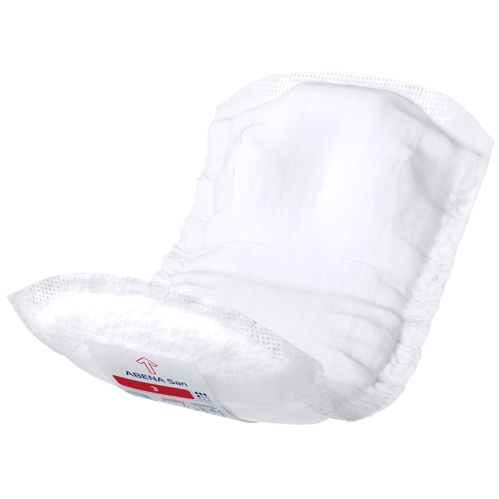White ABENA San Premium incontinence pad, size 3, curved pad with textured surface