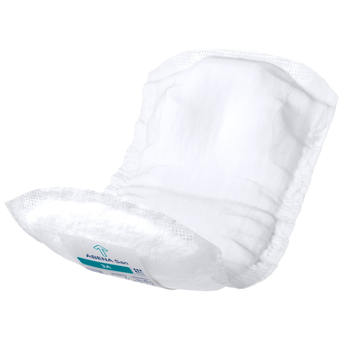 White ABENA San Premium incontinence pad, size 3A, curved shape with textured top