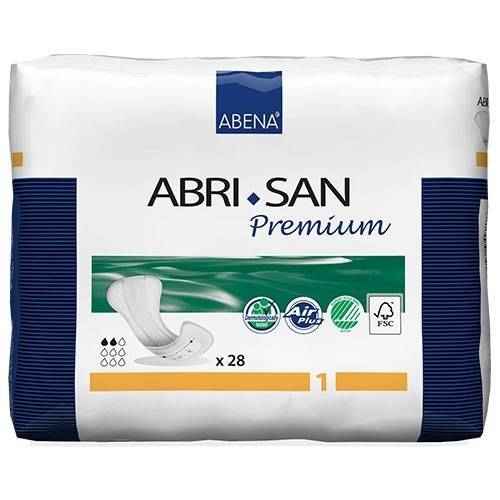 ABRI•SAN Premium incontinence pads, single pack x 28, size label not fully visible