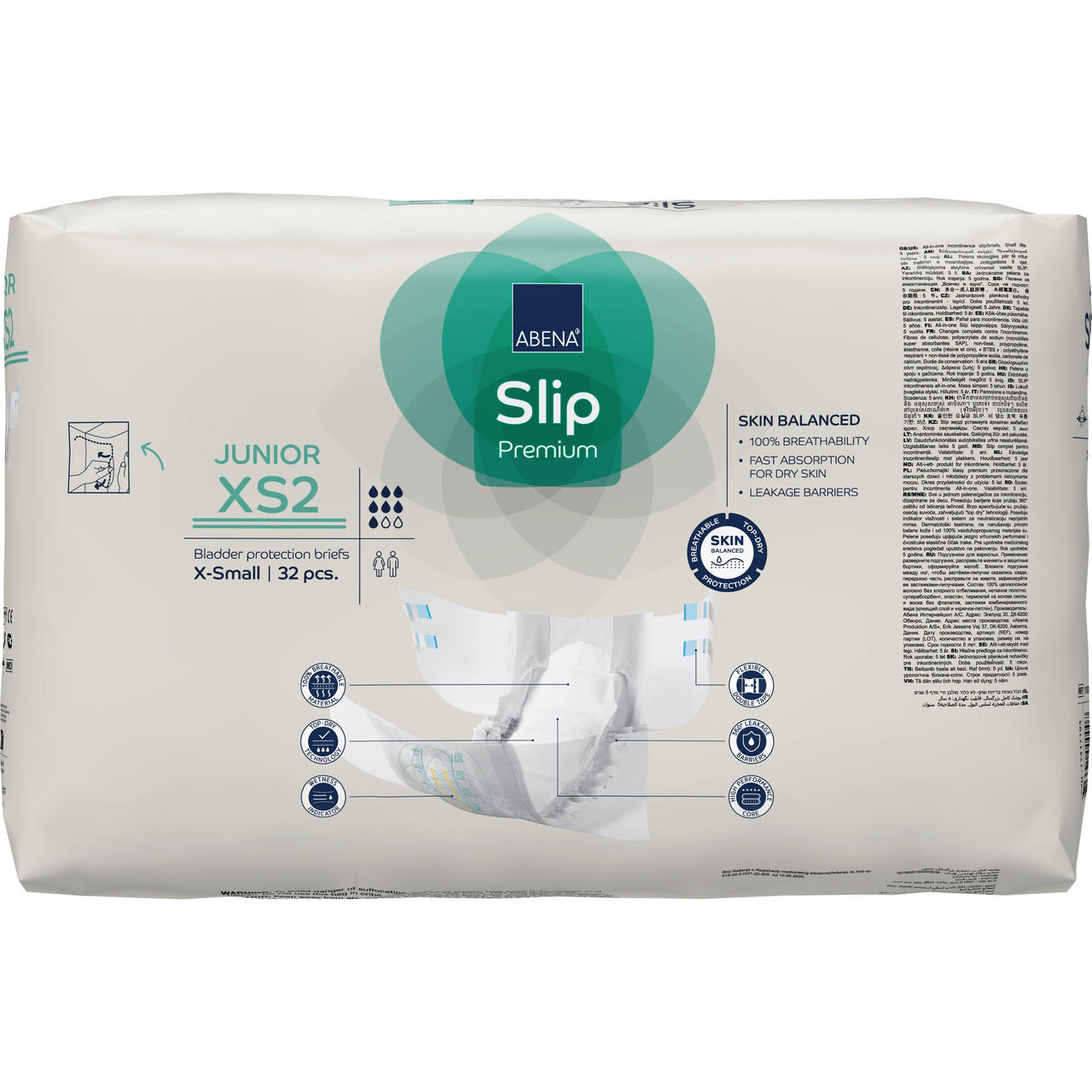 Slip Premium junior briefs package back, XS2 X-Small, bladder protection, 32 pcs