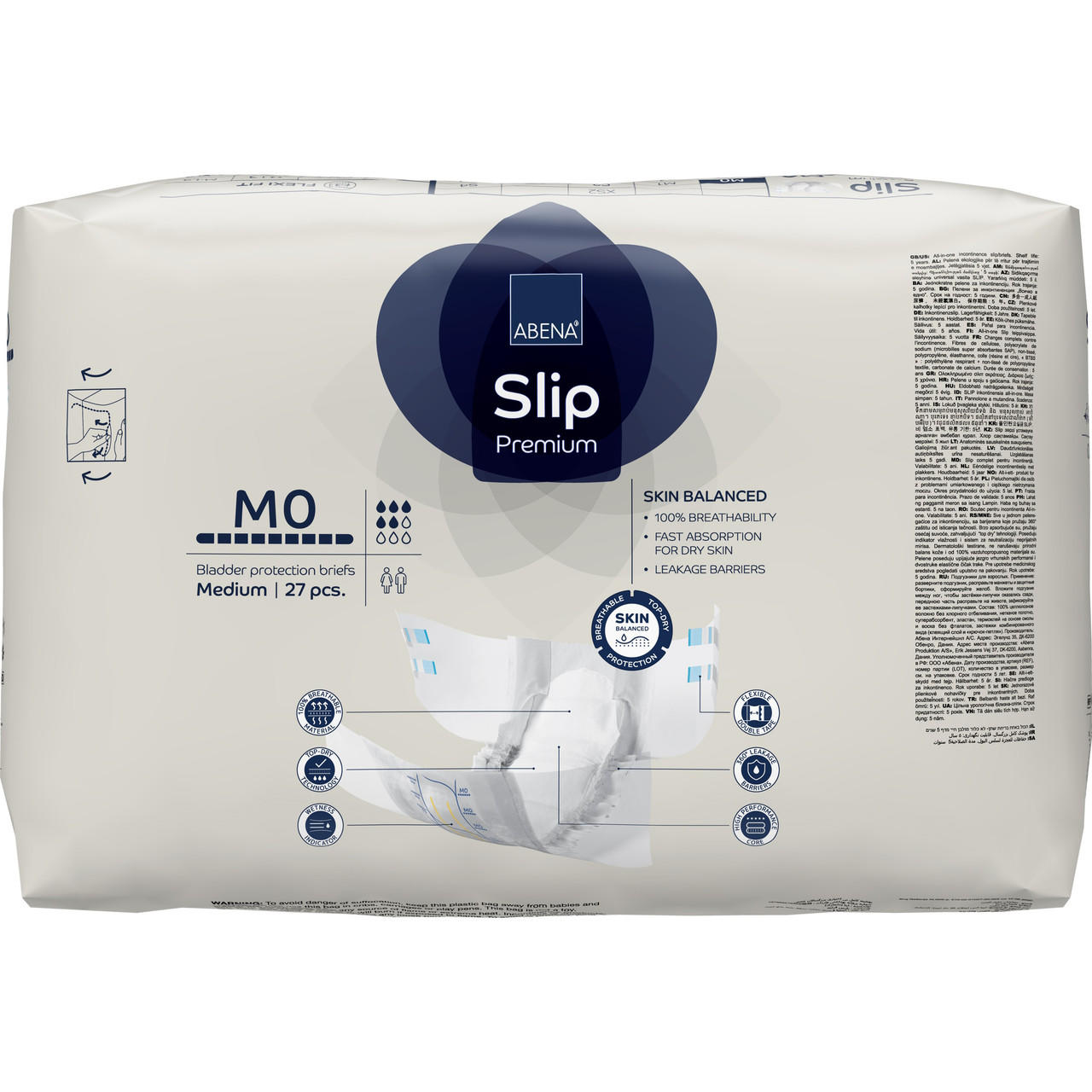 Slip Premium adult diapers, Level 0 (MD), back view, medium, pack of 27