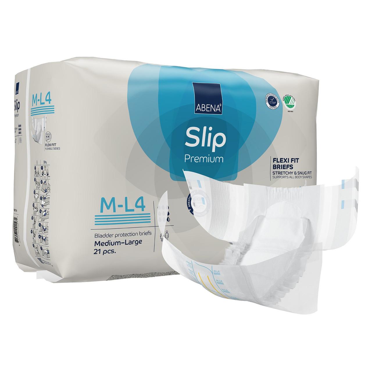 Level 4 Flexi Fit briefs, M-L4 size, 21 count pack, white disposable brief underwear