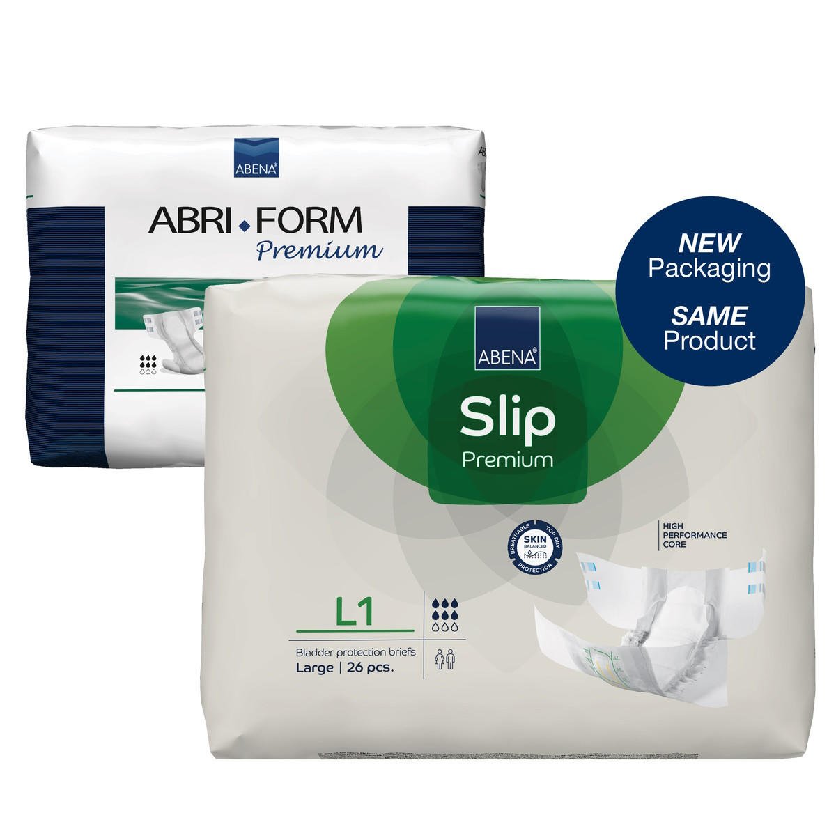 Slip Premium adult briefs size L1 (40–60), new same product packaging, 26 pcs