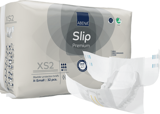 Slip Premium adult diapers, XS2 X-Small bladder protection brief, 32 pcs