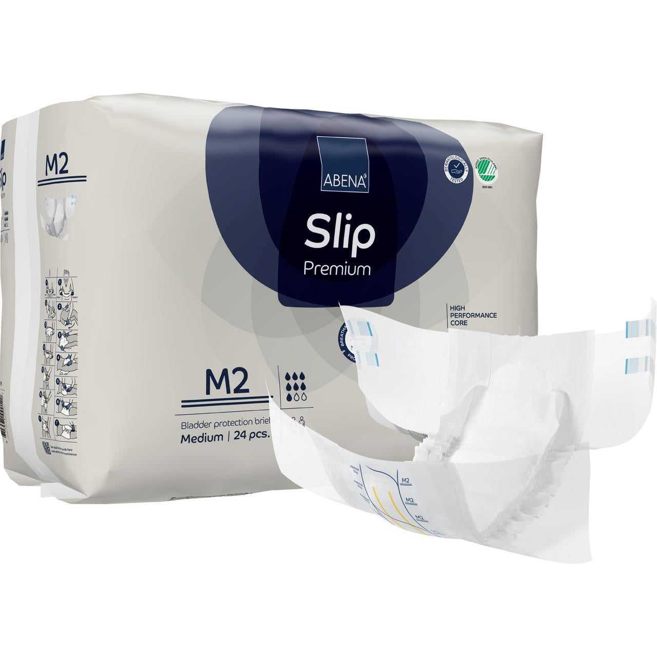 Slip Premium adult diapers, M2 Medium bladder protection brief, 24 pcs