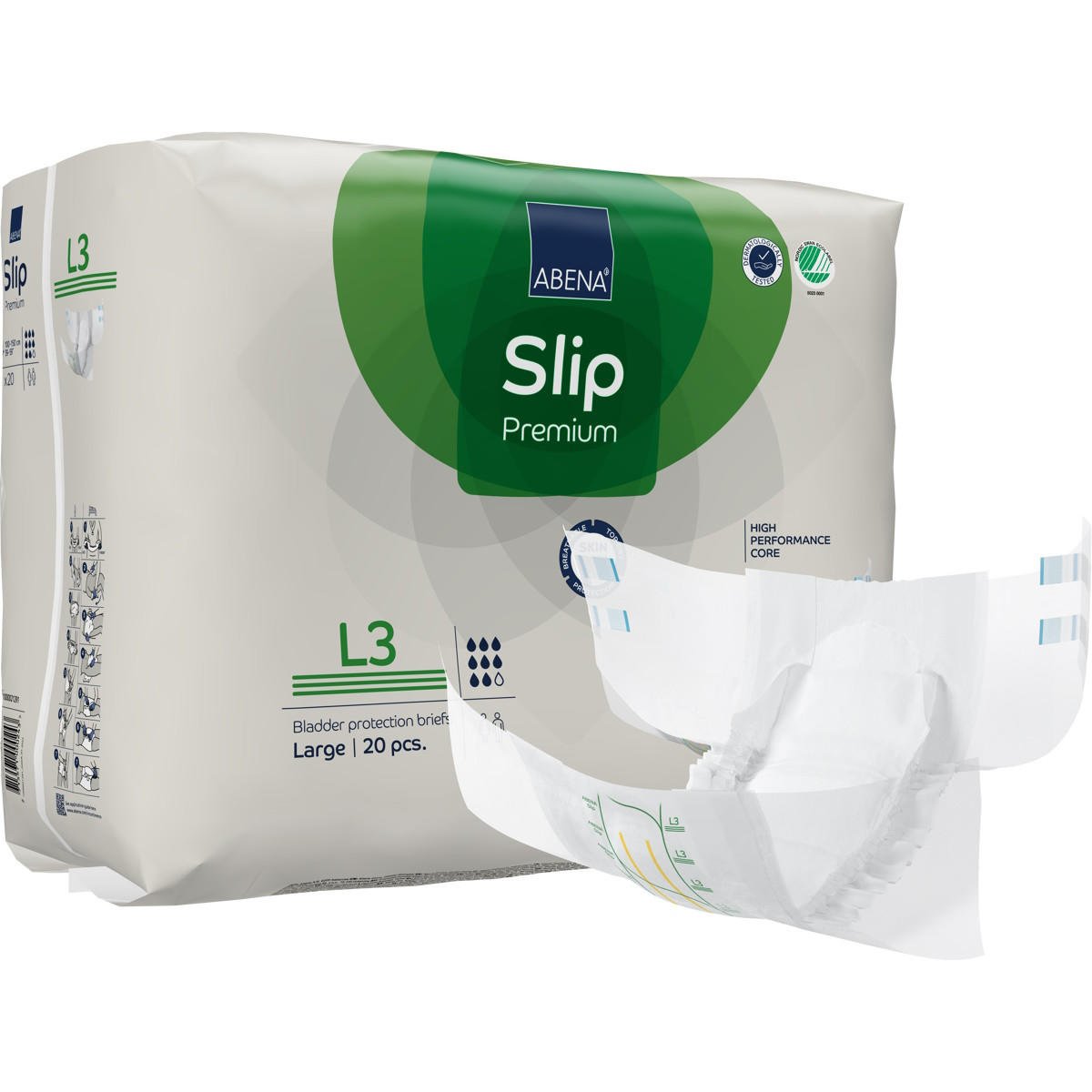 Abena Slip Premium Level 3 adult diapers, L3 large, pack with briefs unfolded