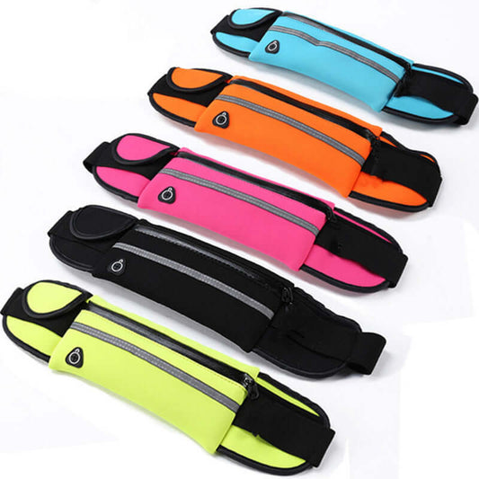 Sports running belt set in multiple colors with reflective stripe and snap buckle