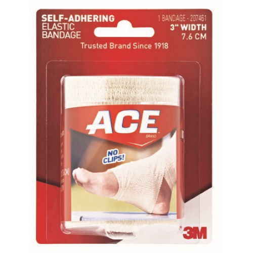 ACE self-adherent elastic bandage roll, 3-inch width, pack of 3 (retail box)