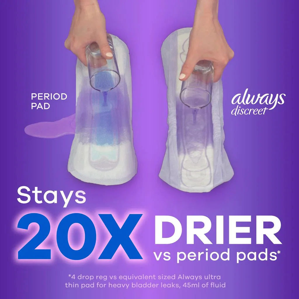 Pad comparison with period pad sizes and two positioned absorbent products