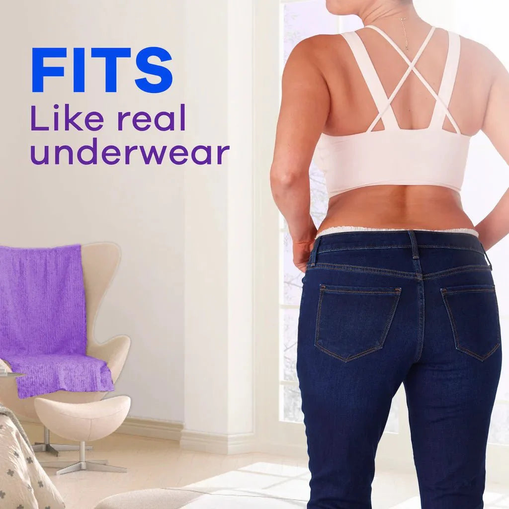 Light pink brief-style women’s discreet underwear, fits like real underwear under jeans