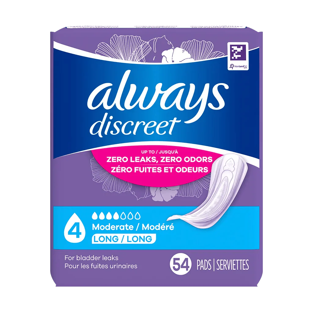Moderate Long 4-drop pads box, 54 pads per pack
