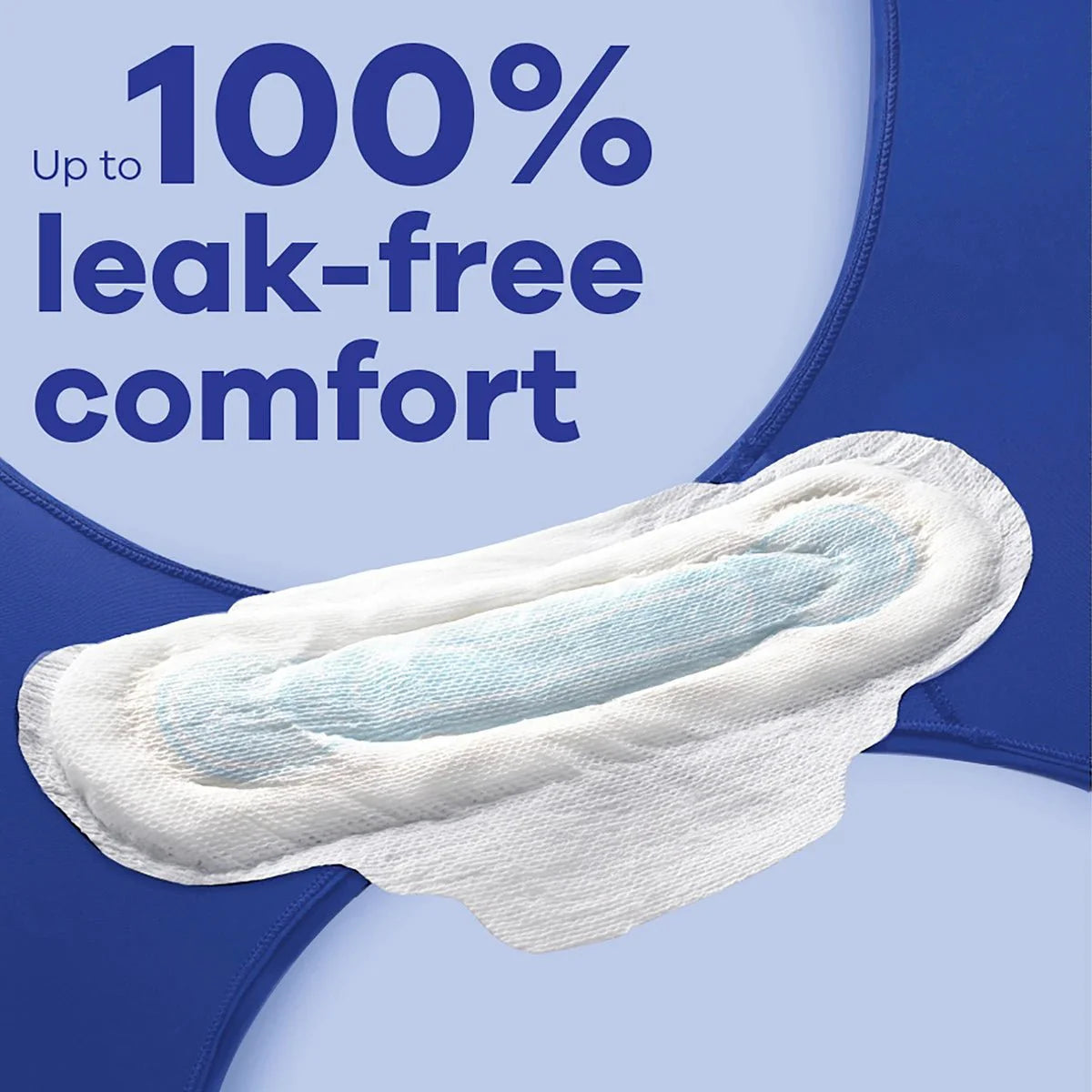 Long super absorbent pad with wings, white; leak-free comfort, unscented