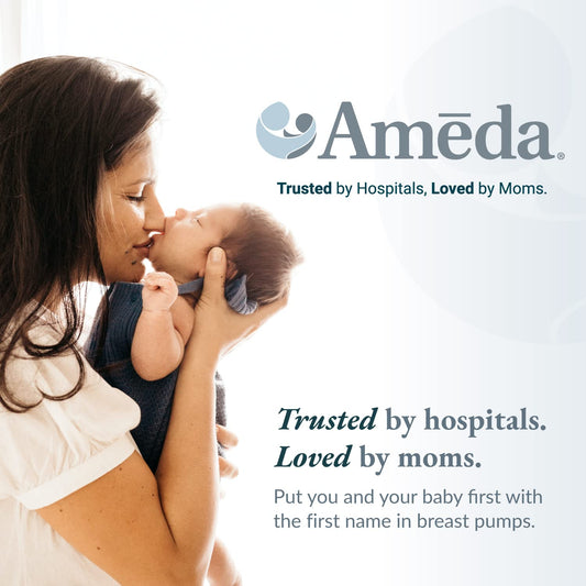 Mother breastfeeding baby; breast-pump promotional graphic