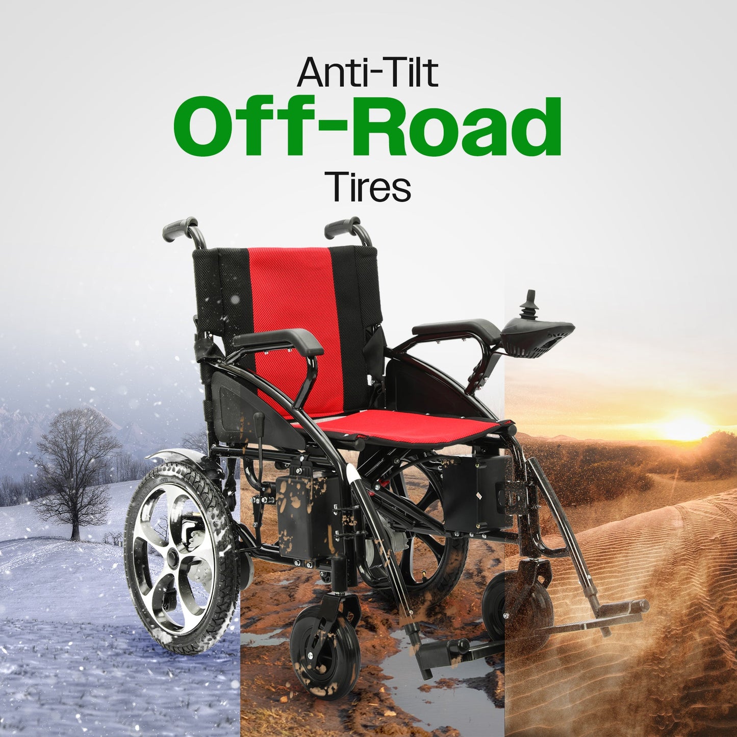 ARTEMIS (RED) - Folding Lightweight Electric Wheelchairs 265lbs -500W- 13Miles