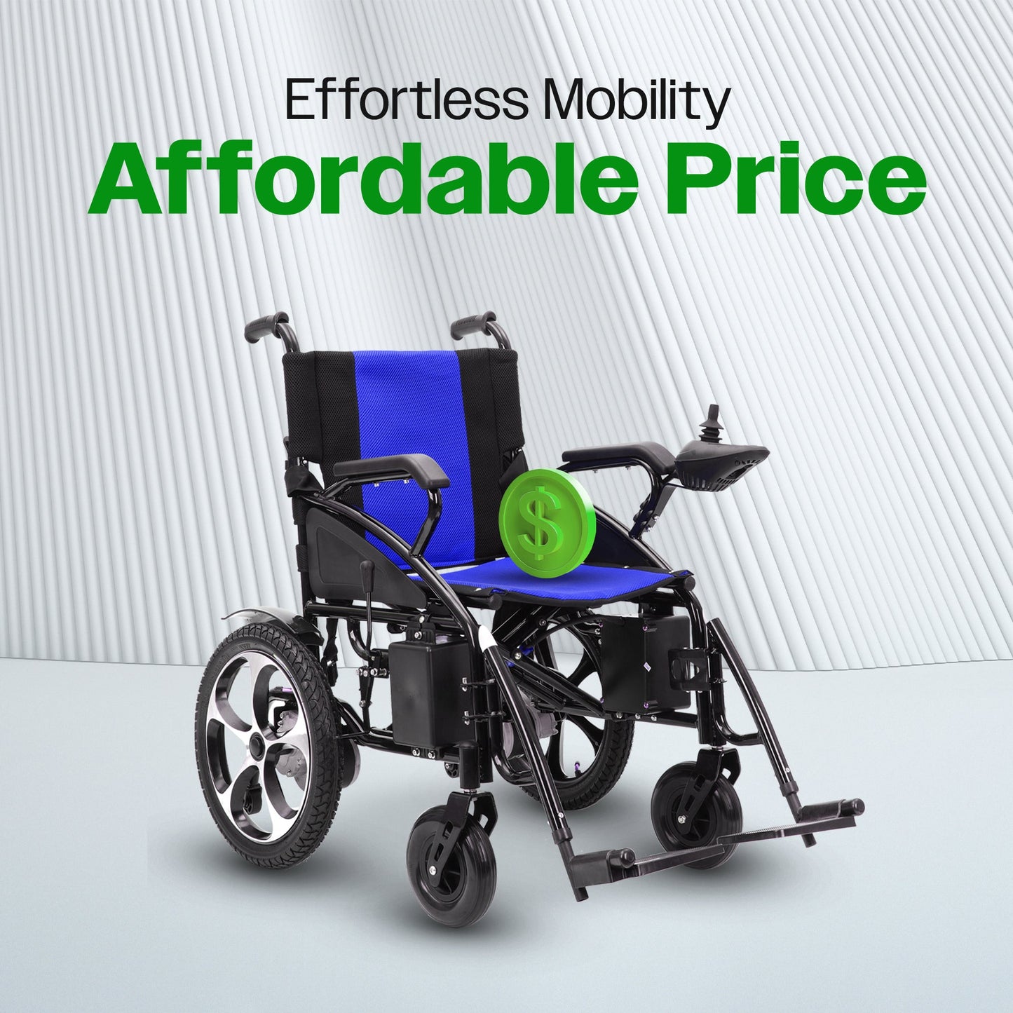 ARTEMIS (BLUE) - Folding Lightweight Electric Wheelchair 265lbs - 500W-  13Miles