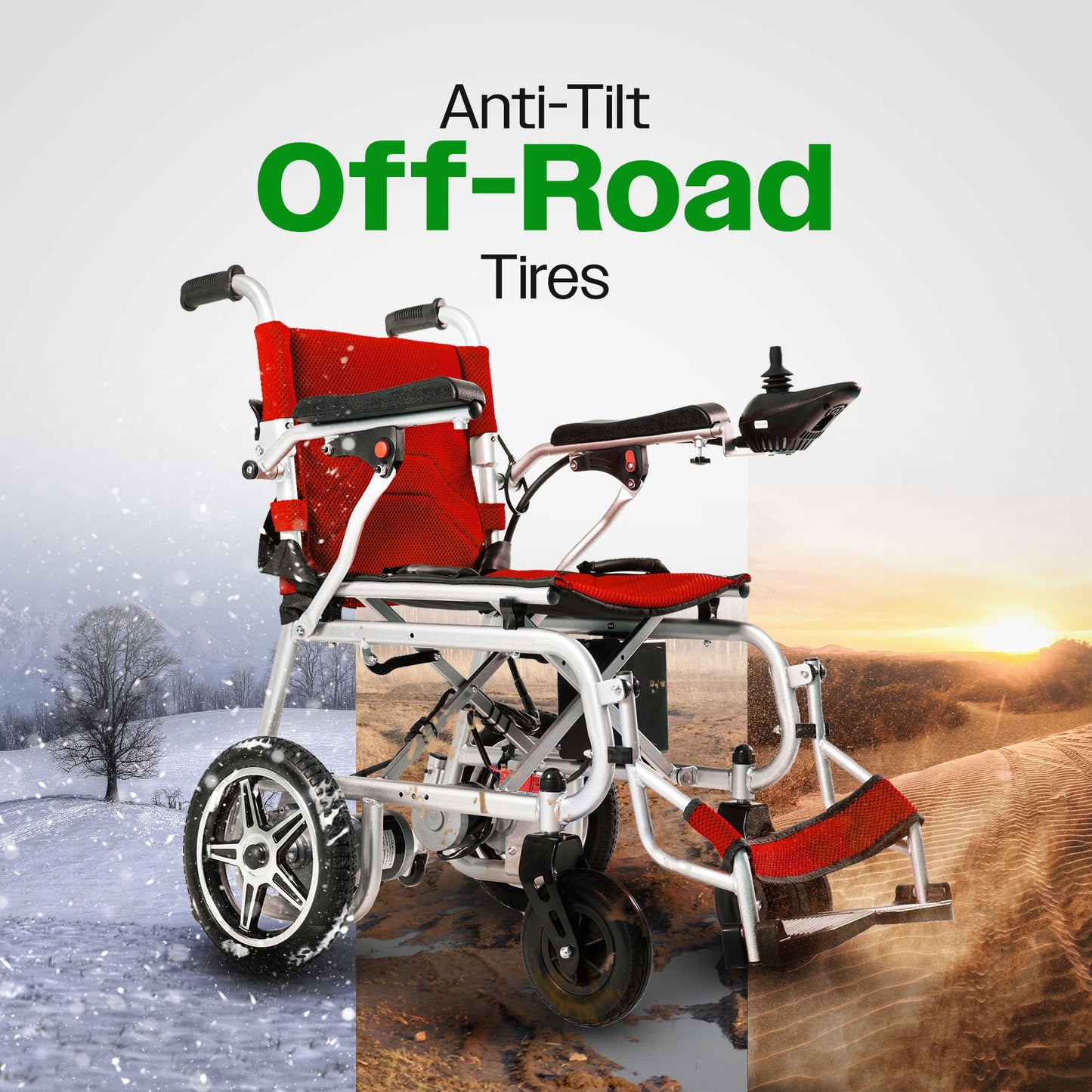 ARTEMIS PRO (Red)-Lightweight Foldable Electric Wheelchair 500W -12 miles
