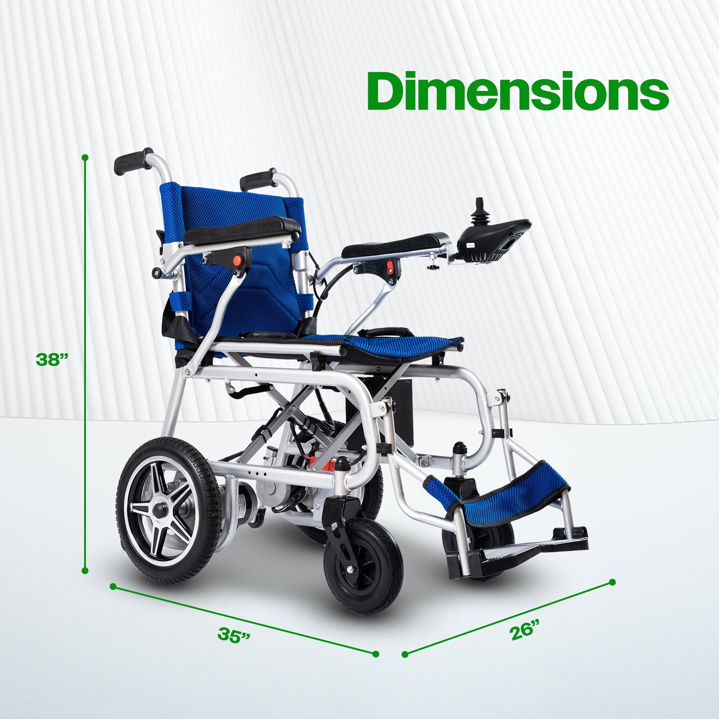 ARTEMIS PRO (Blue)-Lightweight Foldable Electric Wheelchair 500W - 12 miles