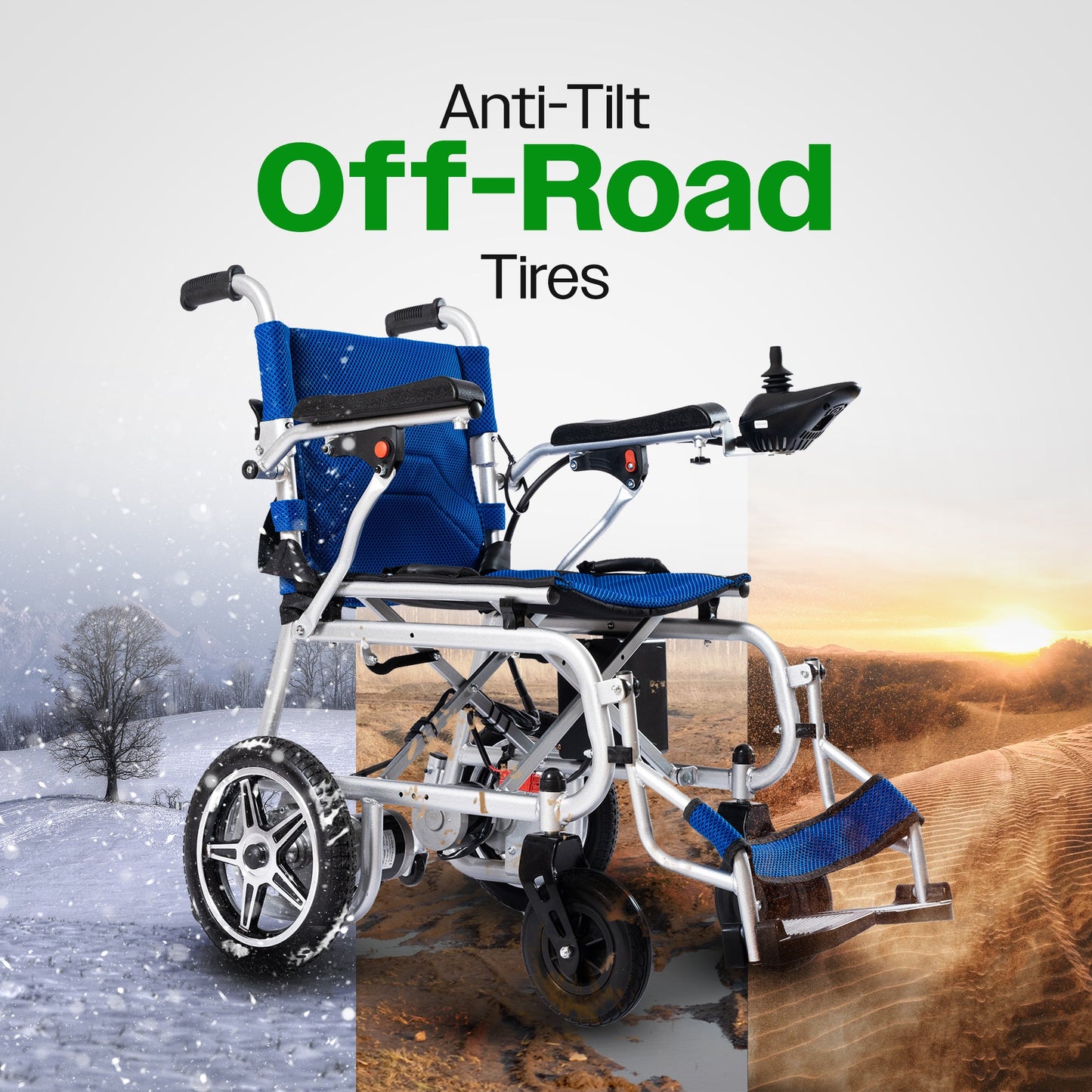 ARTEMIS PRO (Blue)-Lightweight Foldable Electric Wheelchair 500W - 12 miles