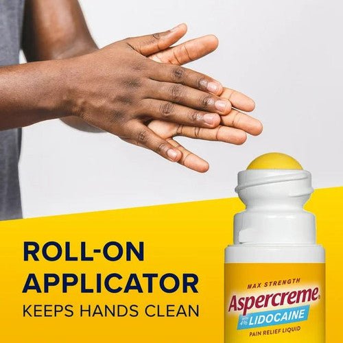 Lidocaine roll-on applicator with roller tip bottle