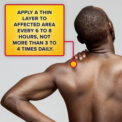 Lidocaine roll-on application showing small dot on shoulder/neck area