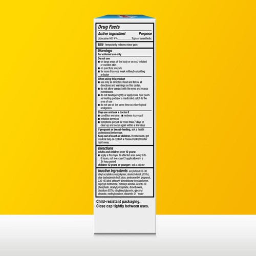 Max Strength lidocaine pain relief cream box, Drug Facts panel