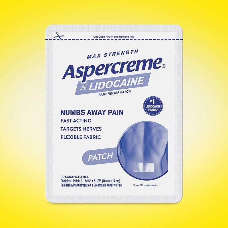 Aspercreme Max Strength lidocaine pain relief patch pouch, single patch