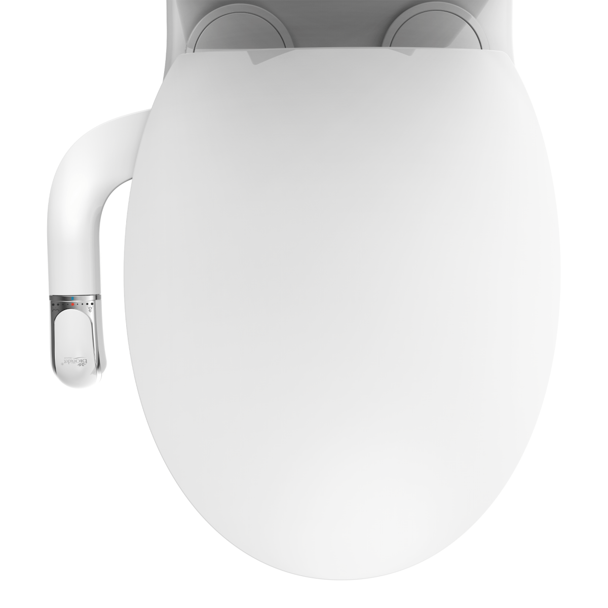 Bidet attachment mounted on toilet seat lid with dual nozzle openings