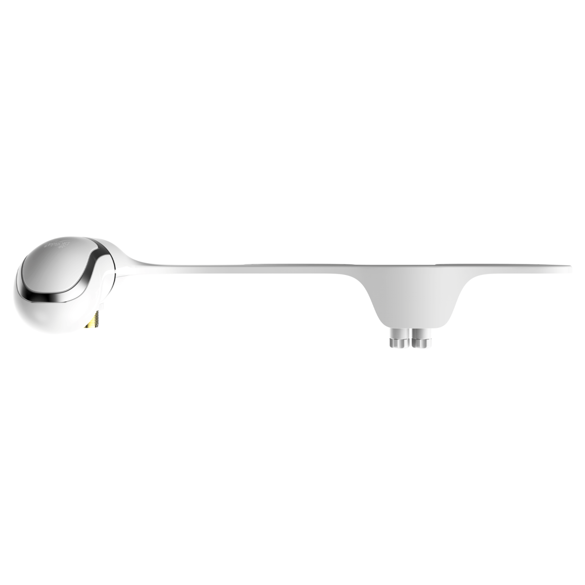 Bidet attachment side profile with chrome head and outlet ports