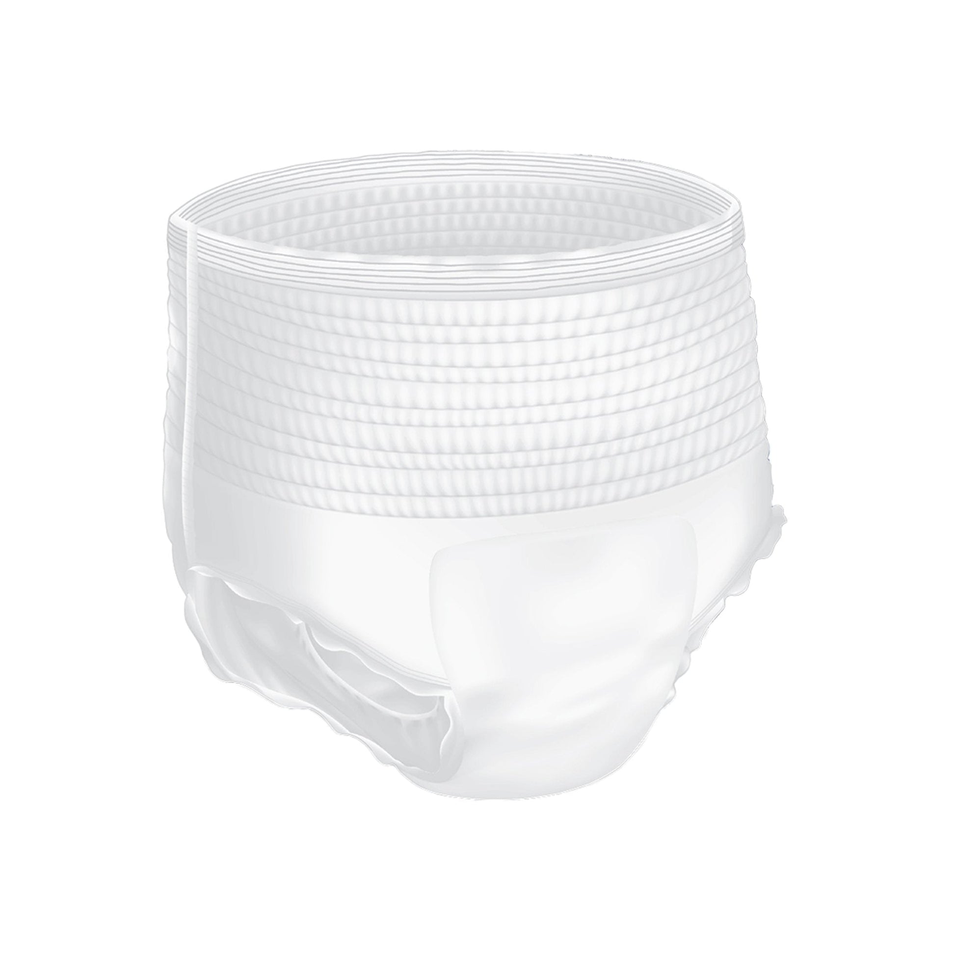 White pull-on bariatric incontinence underwear briefs, full-cut adult brief, close-up