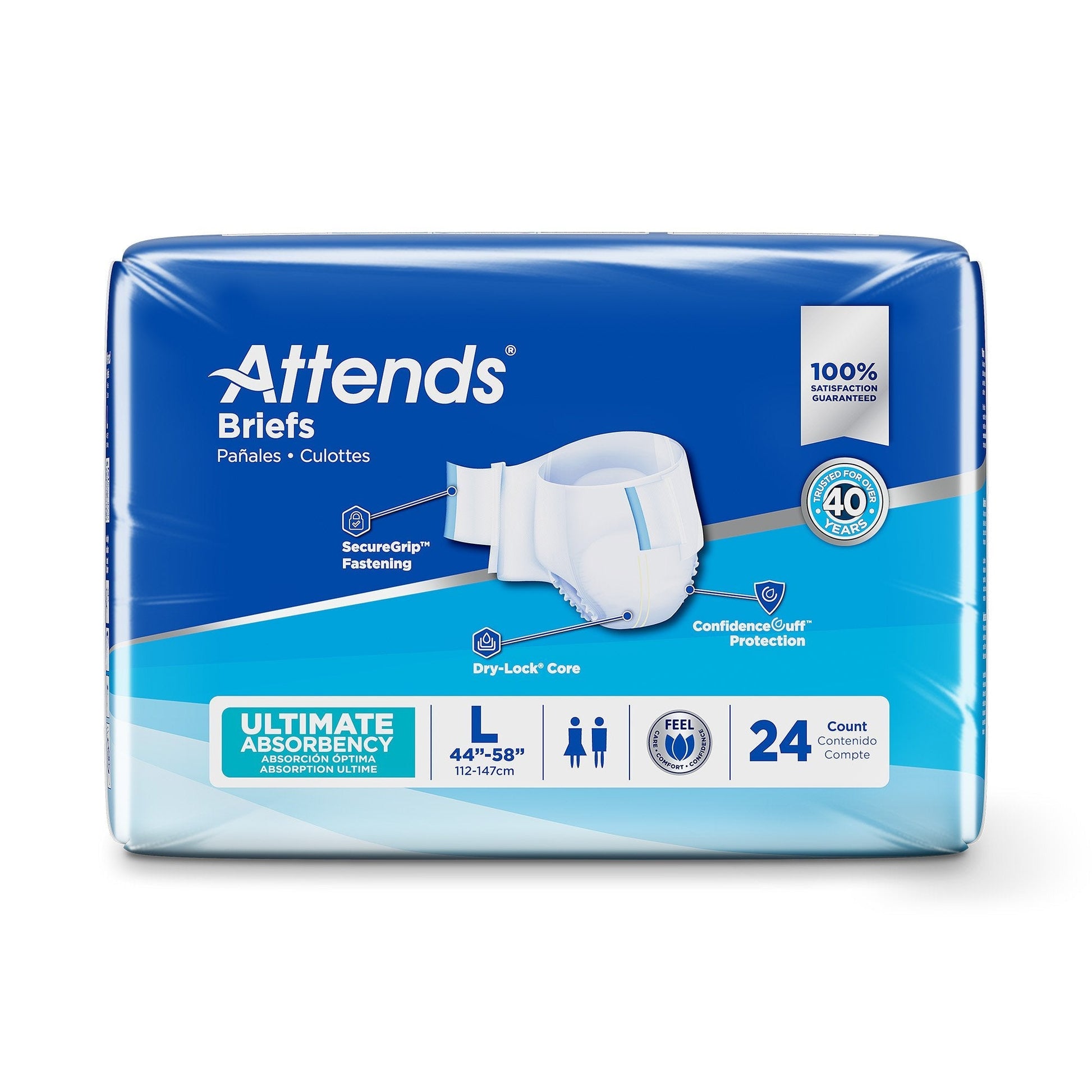 Attends briefs ultimate absorbency, size L, back package, 24 count