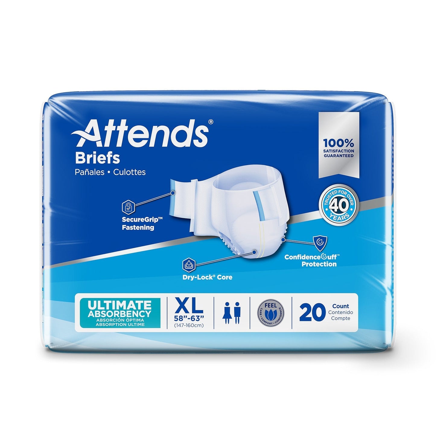 Attends briefs ultimate absorbency, size XL, back package, 20 count