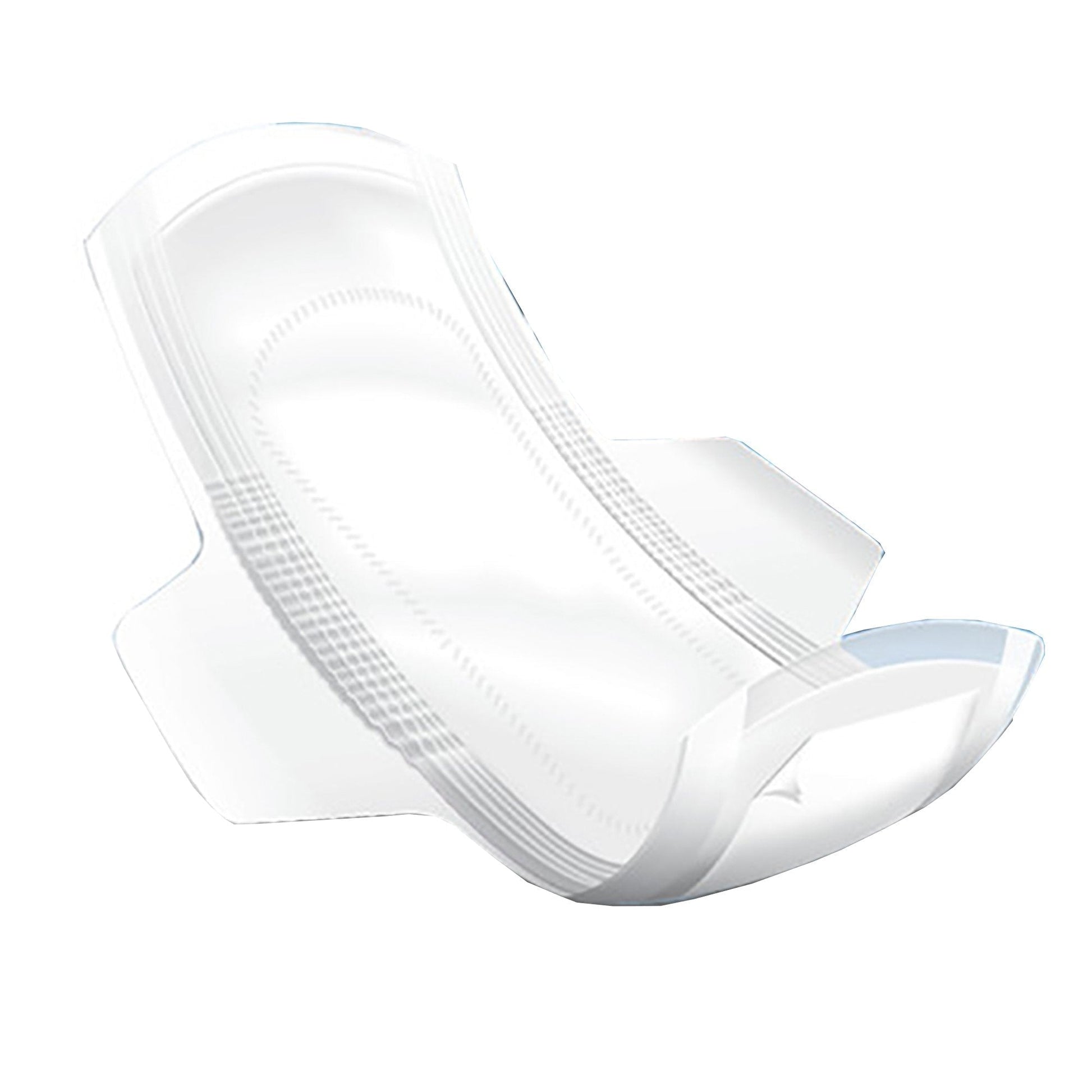 Ultrathin white bladder control pad with contoured shape and absorbent layers
