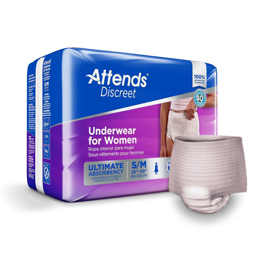 Women’s discreet underwear, Ultimate Absorbency; S/M size; beige disposable pull-on brief