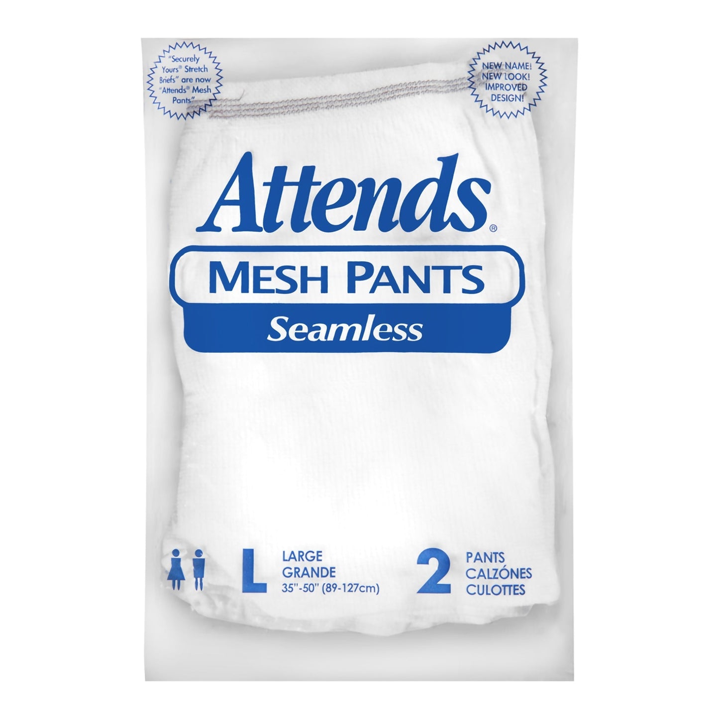 White seamless knit mesh pants, large (L), 2-pack