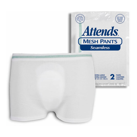 White seamless knit mesh underwear pants, extra large, 2-pack