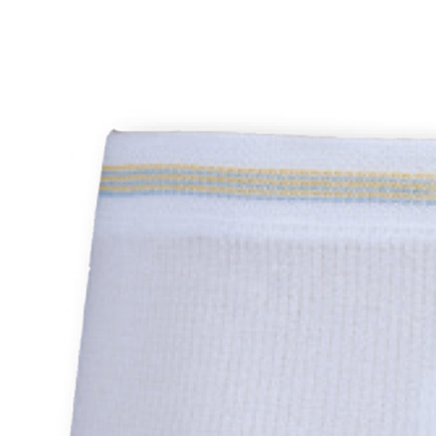 White seamless knit mesh pants close-up of elastic waistband stripe